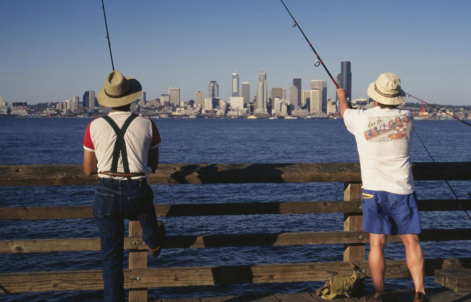 釣魚的人們,美國,西雅圖