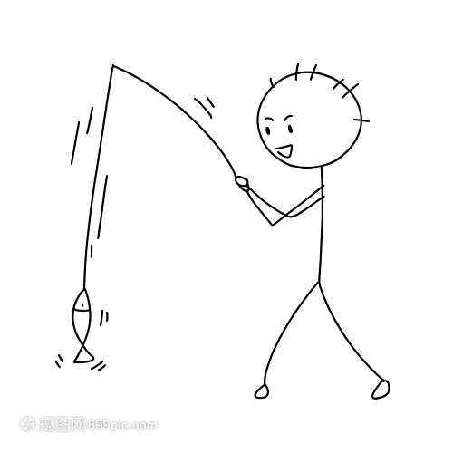 釣魚的小人簡筆畫