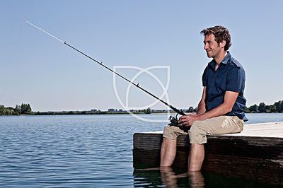 釣魚,男人,碼頭