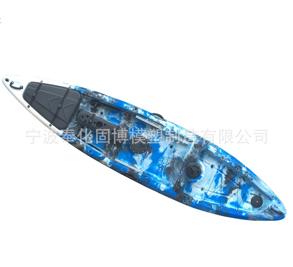 高端3.9米單人釣魚(yú)艇單人平臺(tái)舟工廠硬艇塑料滾塑艇皮劃艇