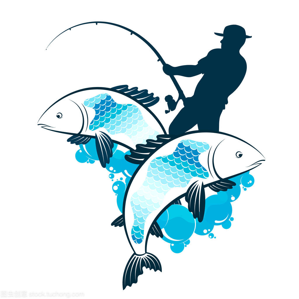 釣魚竿捕魚載體的漁夫